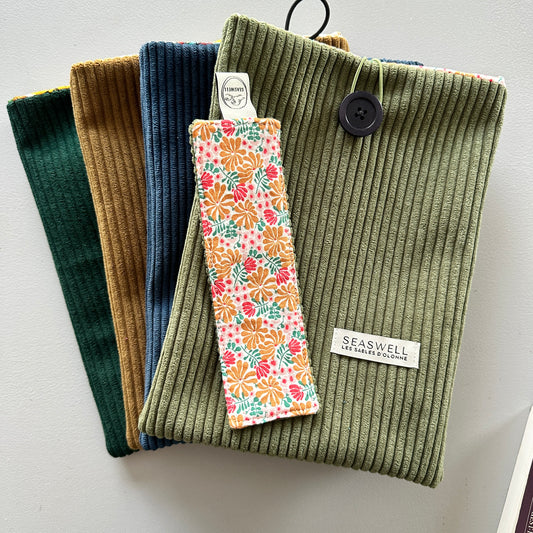 ✨ Pochette à Livre / Liseuse en Velours Côtelé - Personnalisation 📚